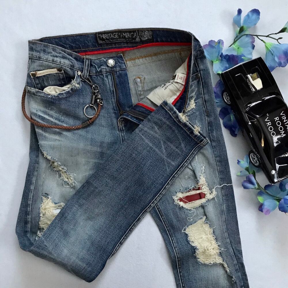 Heritage by America NWOT Distressed Skinny Jeans Men 32 x 33 - Picture 5 of 13